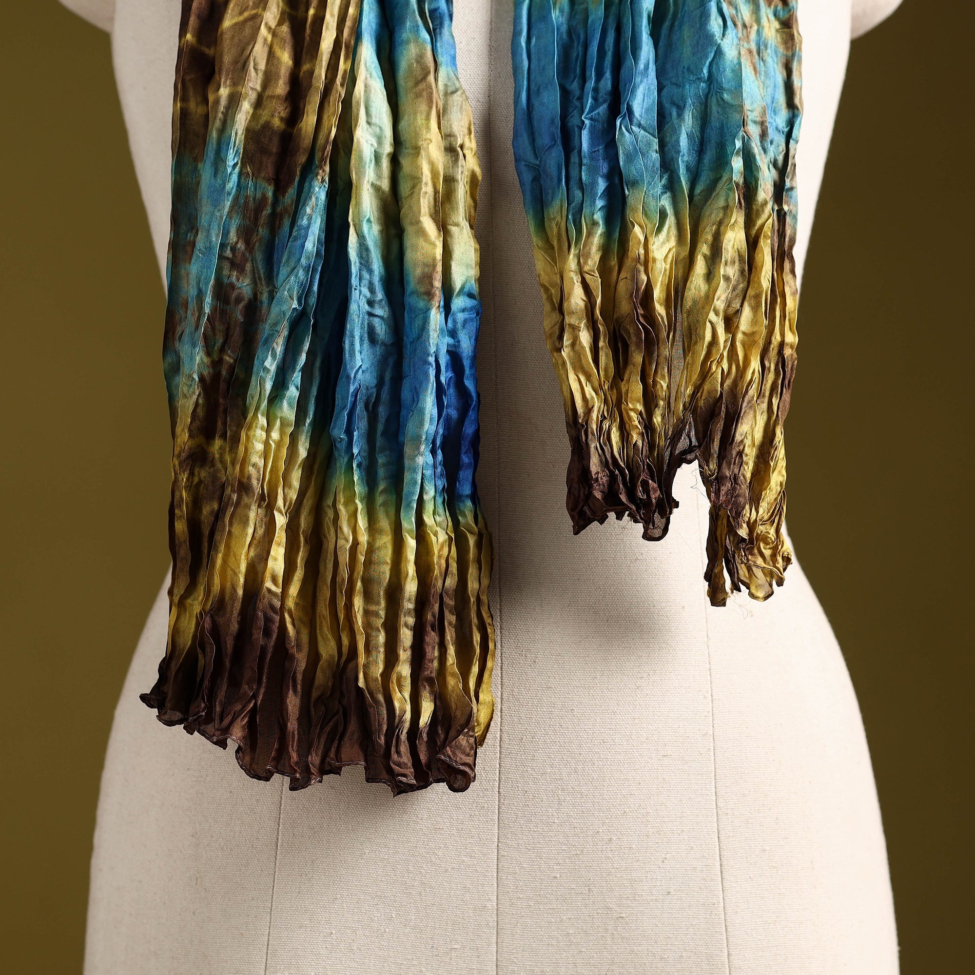 Multicolor - pure silk tie-dye shibori stole 99