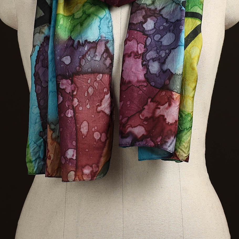 Pure silk tie-dye stole 48 - handcrafted