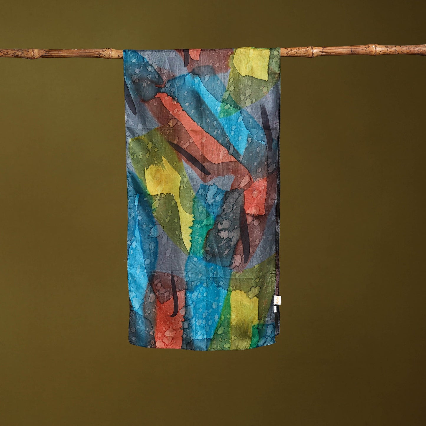 Multicolor - pure silk tie-dye stole 52 - handcrafted