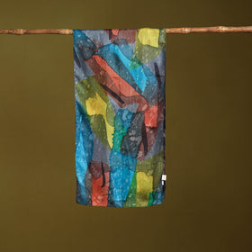 Multicolor - pure silk tie-dye stole 52 - handcrafted