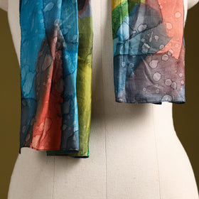 Multicolor - pure silk tie-dye stole 52 - handcrafted