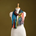 Multicolor - pure silk tie-dye stole 52 - handcrafted