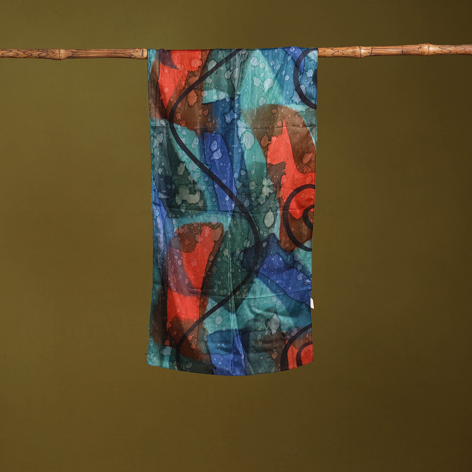 Multicolor - pure silk tie-dye stole 53 - handcrafted