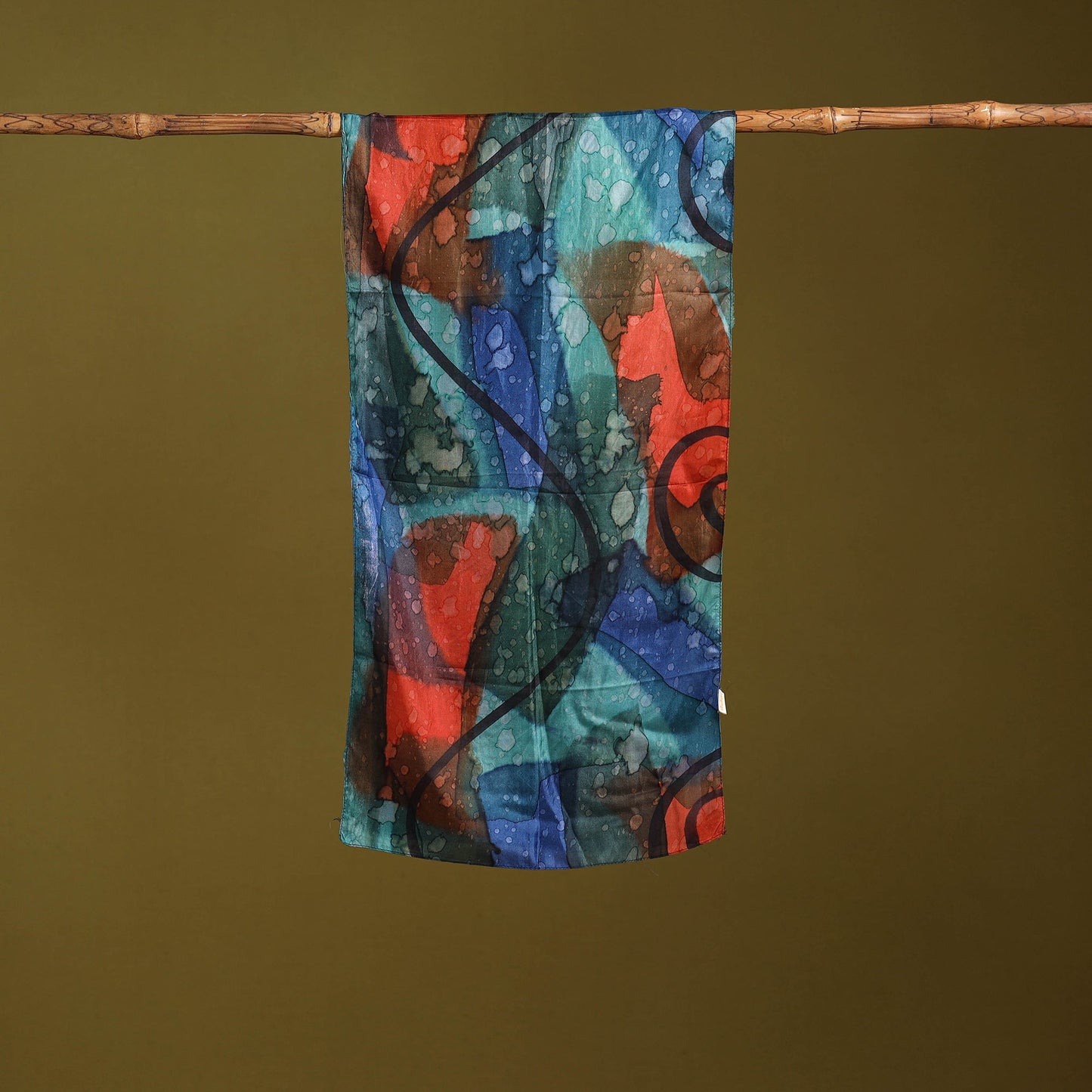 Multicolor - pure silk tie-dye stole 53 - handcrafted