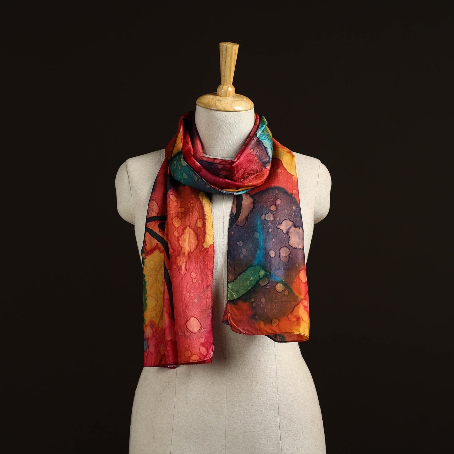 Pure silk tie-dye stole 53 - handcrafted