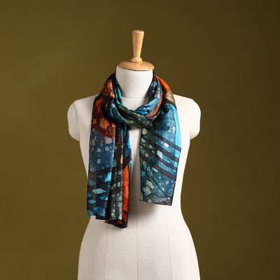 Multicolor - pure silk tie-dye stole 55 - handcrafted