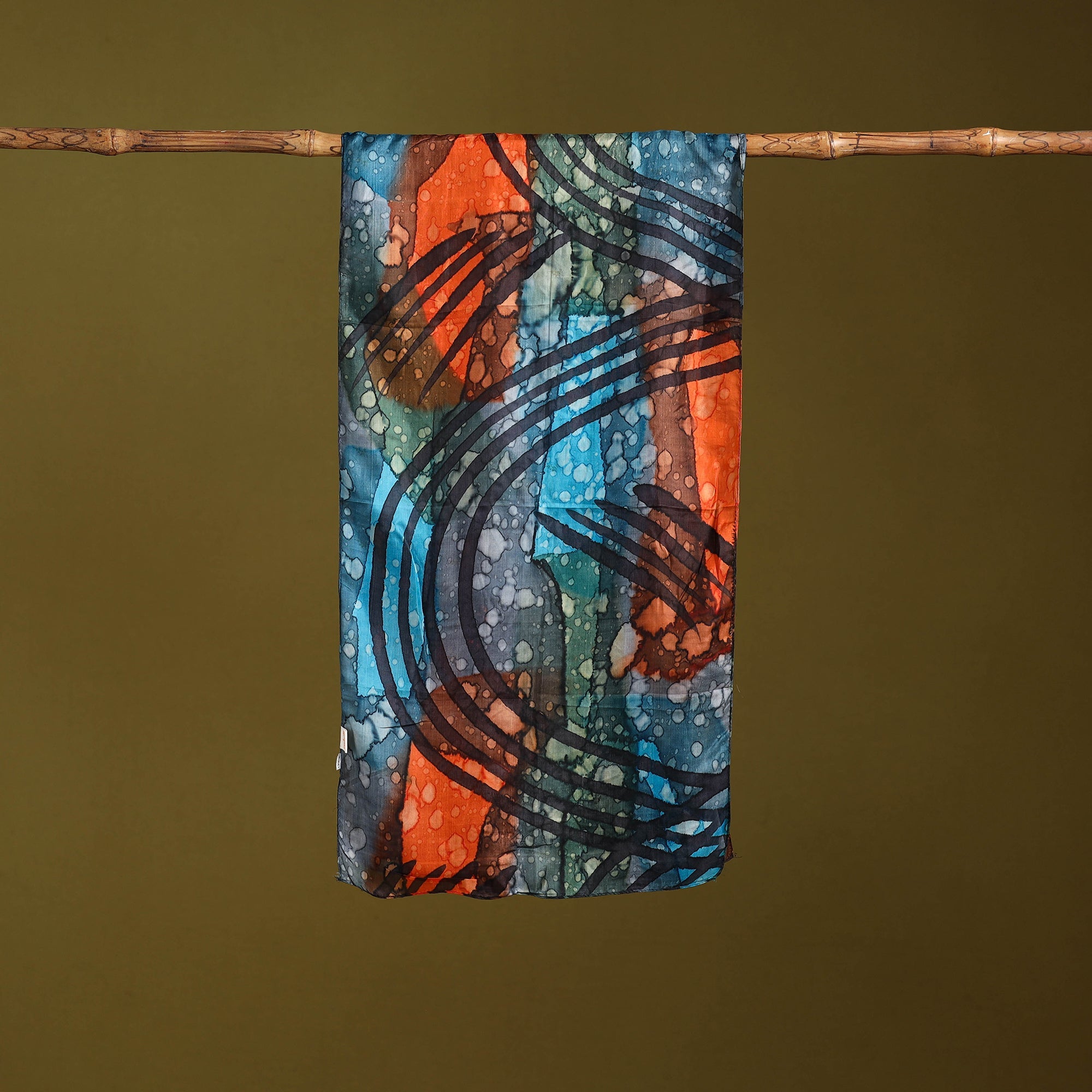 Multicolor - pure silk tie-dye stole 55 - handcrafted