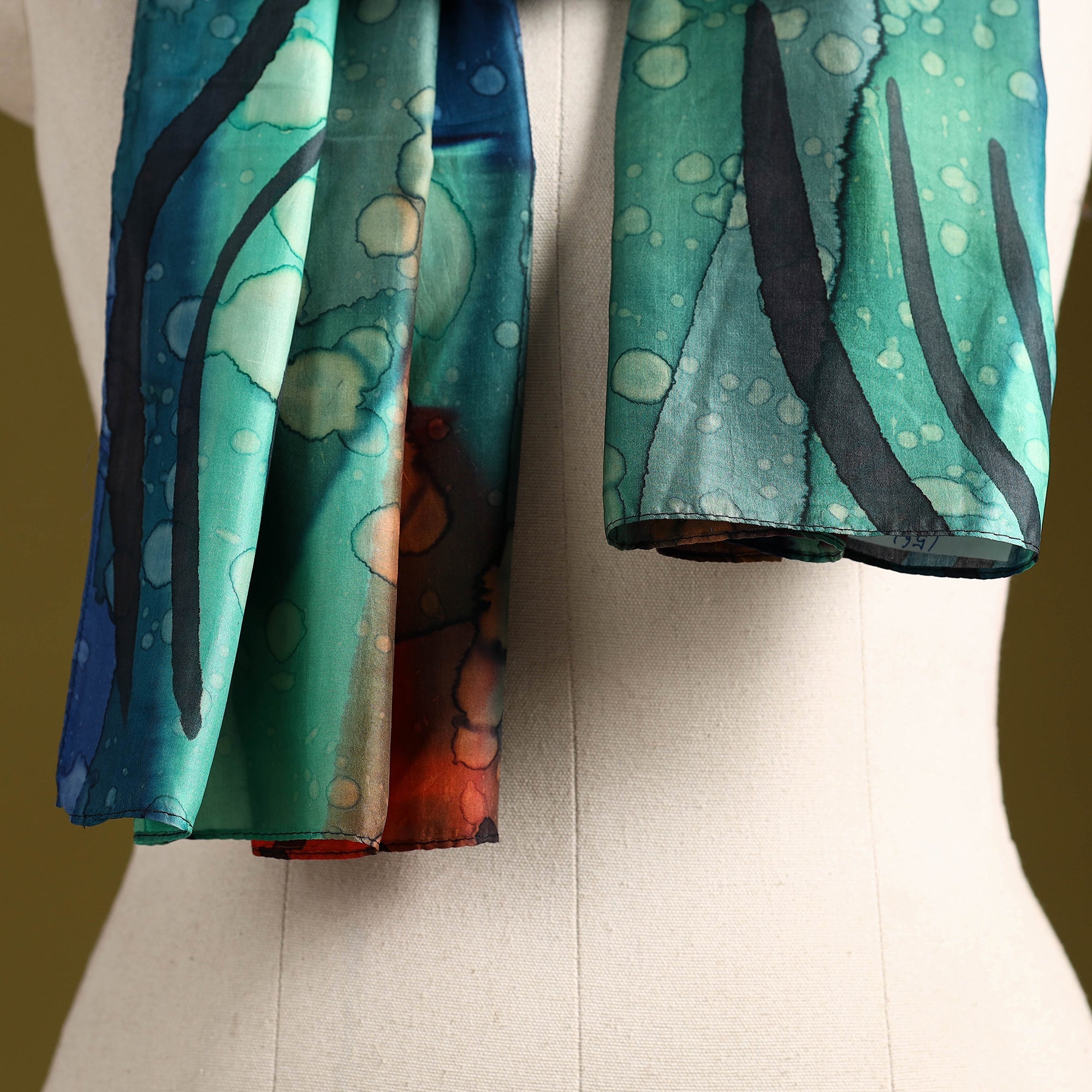 Multicolor - pure silk tie-dye stole 56 - handcrafted