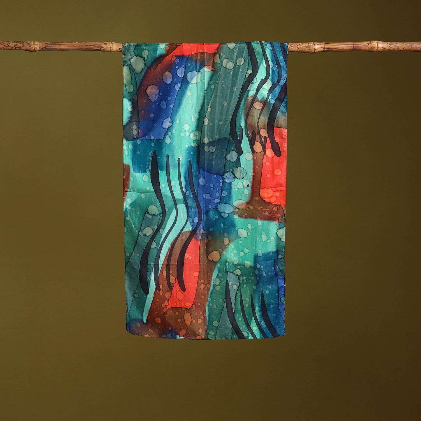 Multicolor - pure silk tie-dye stole 56 - handcrafted