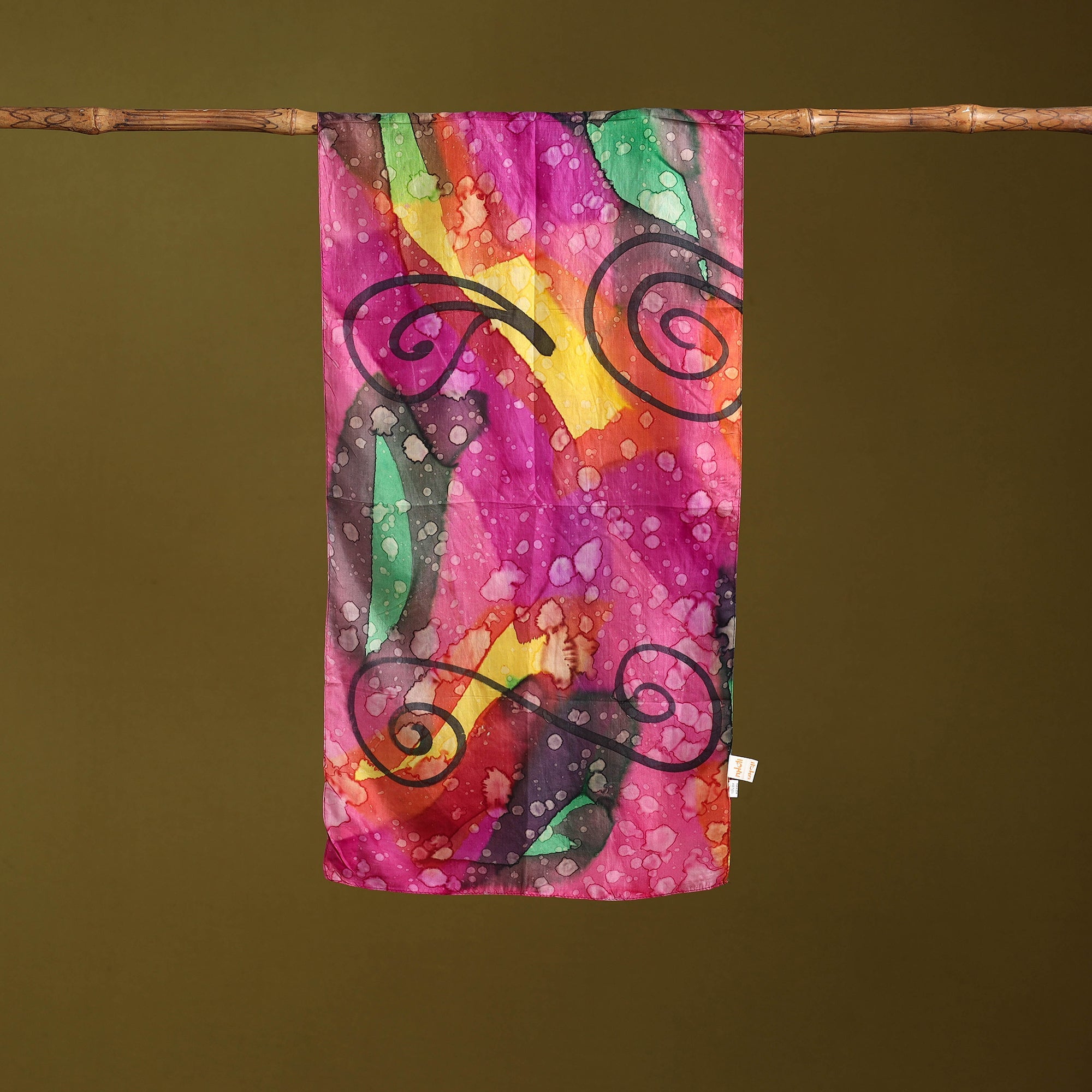 Multicolor - pure silk tie-dye stole 57 - handcrafted