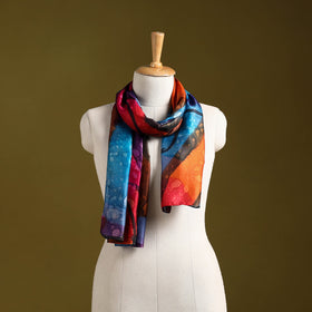 Multicolor - pure silk tie-dye stole 58 - handcrafted