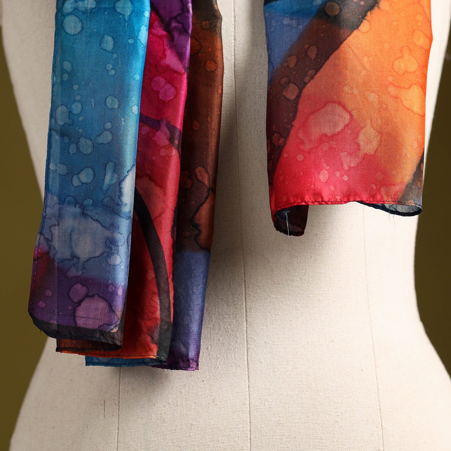 Multicolor - pure silk tie-dye stole 58 - handcrafted