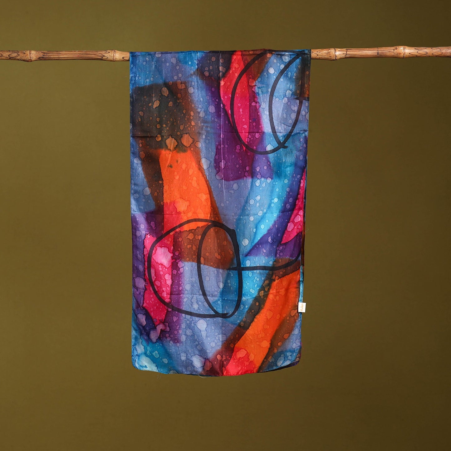 Multicolor - pure silk tie-dye stole 58 - handcrafted