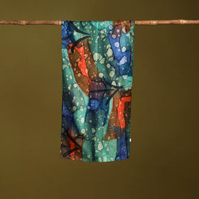 Multicolor - pure silk tie-dye stole 59 - handcrafted