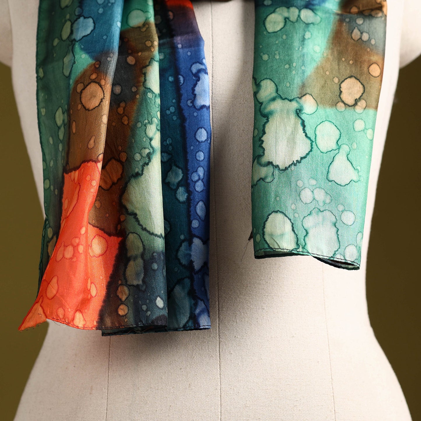 Multicolor - pure silk tie-dye stole 59 - handcrafted