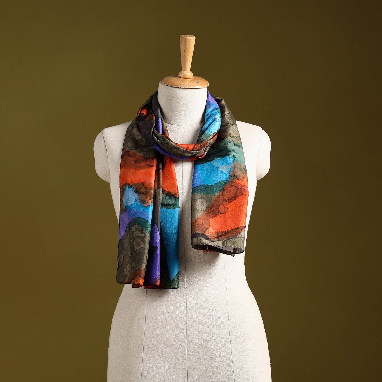 Multicolor - pure silk tie-dye stole 60 - handcrafted