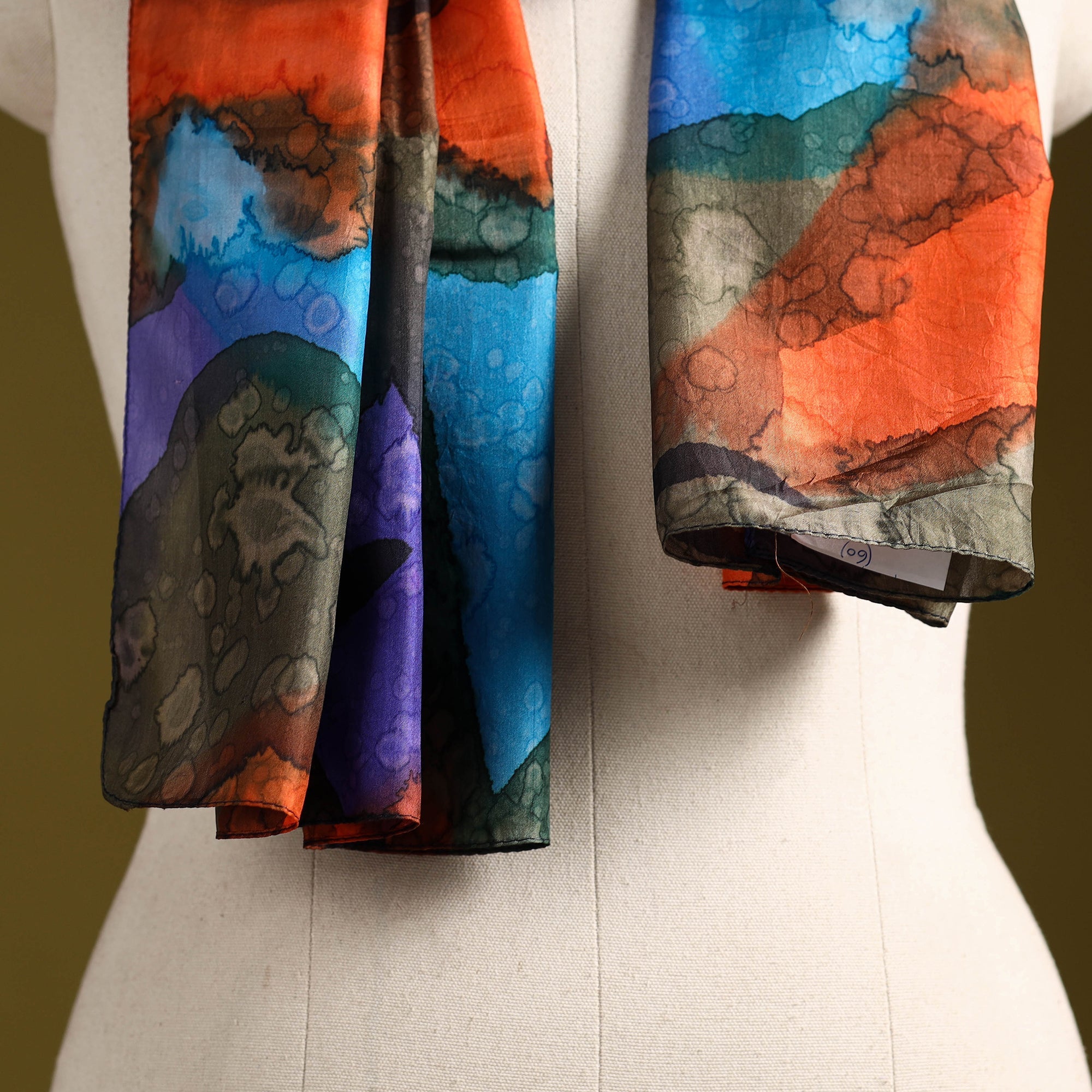 Multicolor - pure silk tie-dye stole 60 - handcrafted