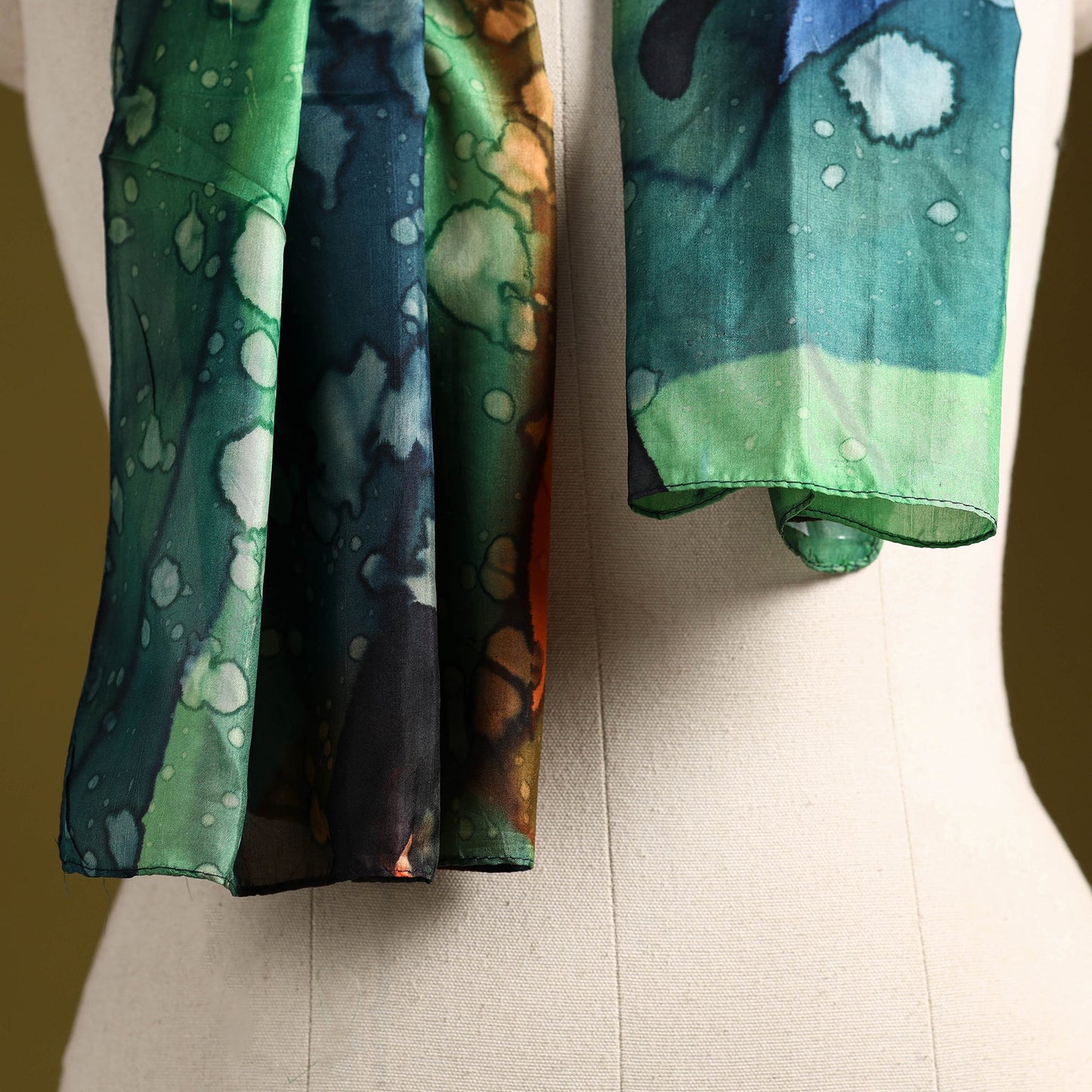 Multicolor - pure silk tie-dye stole 62 - handcrafted