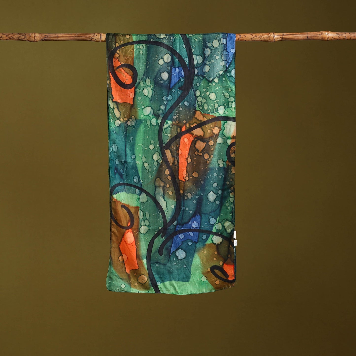 Multicolor - pure silk tie-dye stole 62 - handcrafted