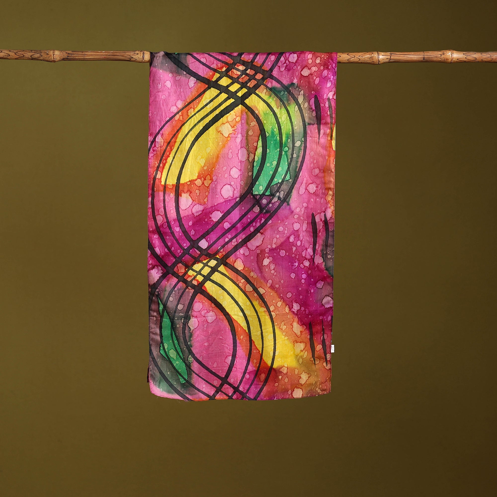 Multicolor - pure silk tie-dye stole 63 - handcrafted