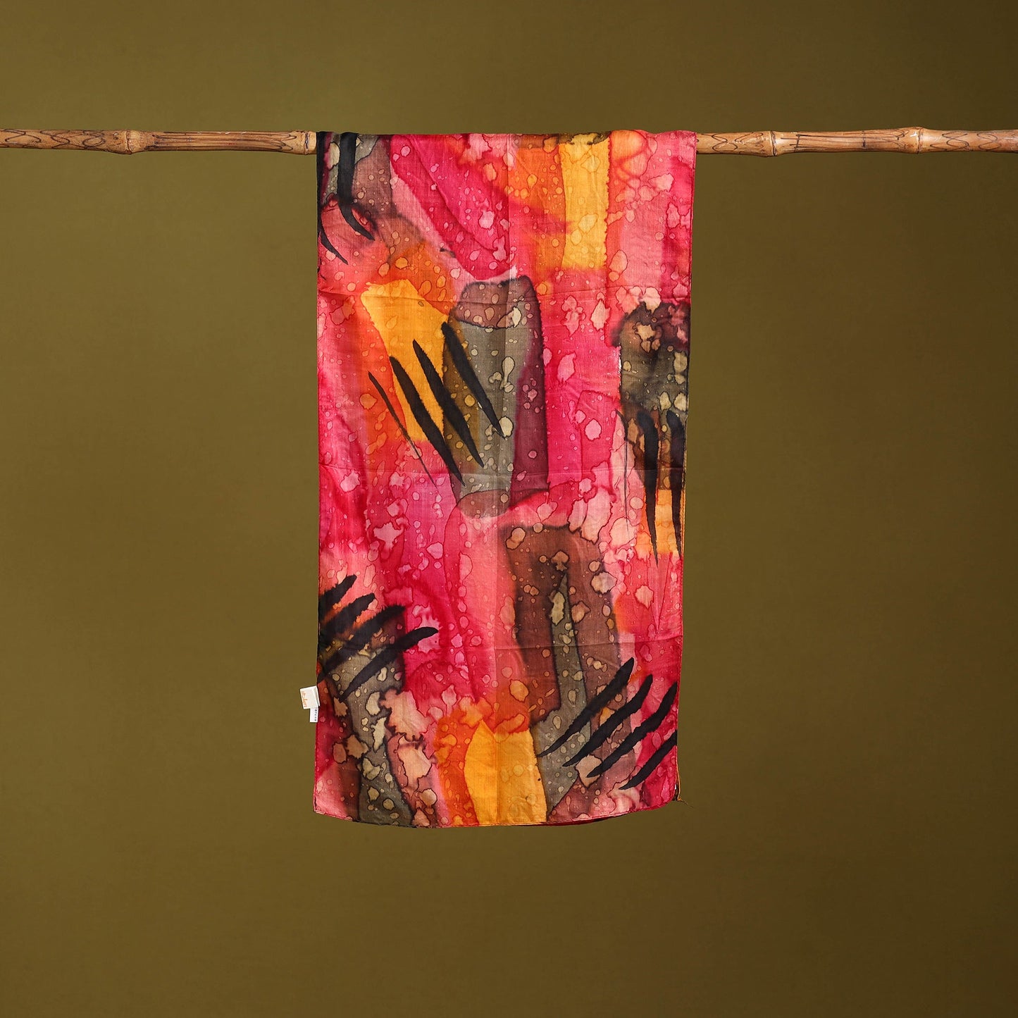 Multicolor - pure silk tie-dye stole 64 - handcrafted