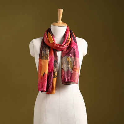 Multicolor - pure silk tie-dye stole 66 - handcrafted