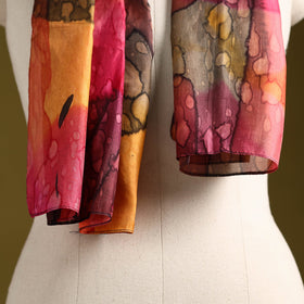 Multicolor - pure silk tie-dye stole 66 - handcrafted