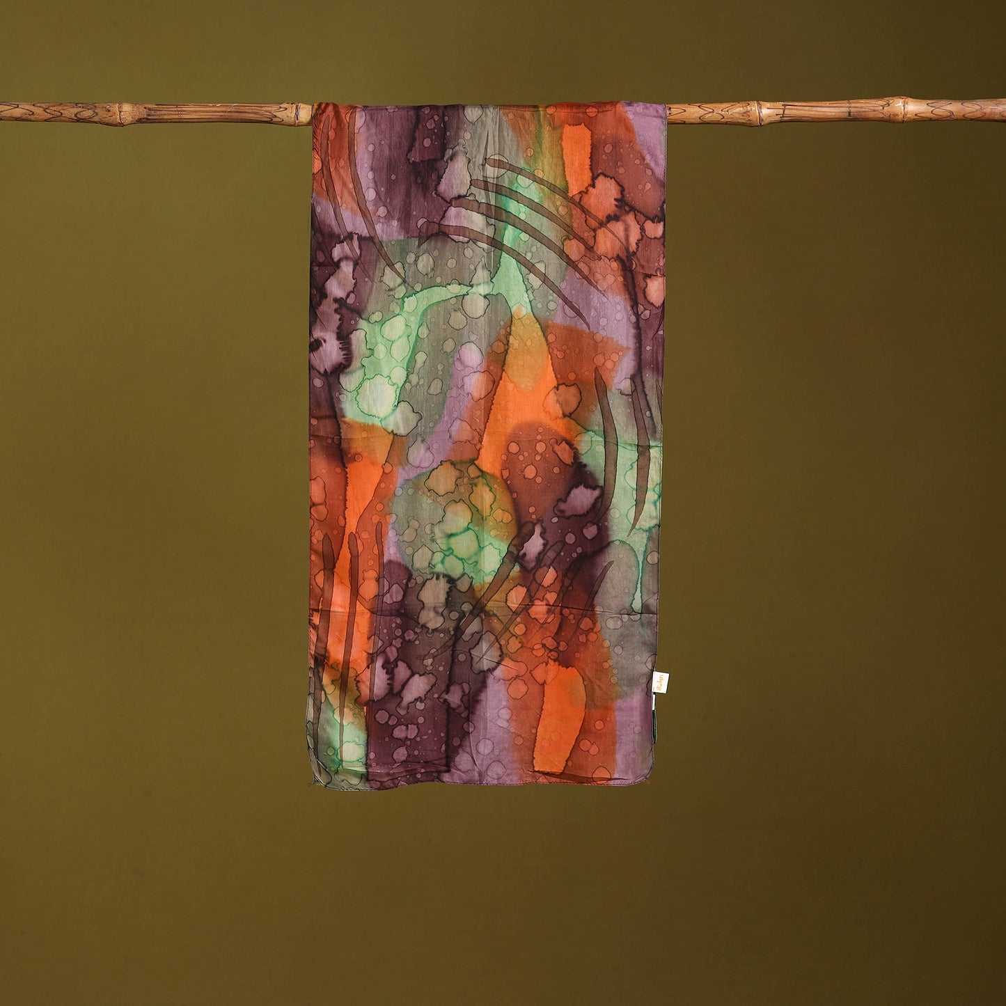 Multicolor - pure silk tie-dye stole 68 - handcrafted