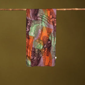 Multicolor - pure silk tie-dye stole 68 - handcrafted