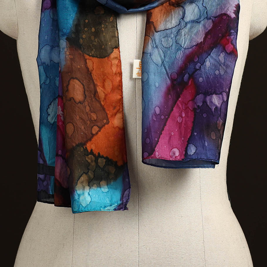 Pure silk tie-dye stole 68 - handcrafted