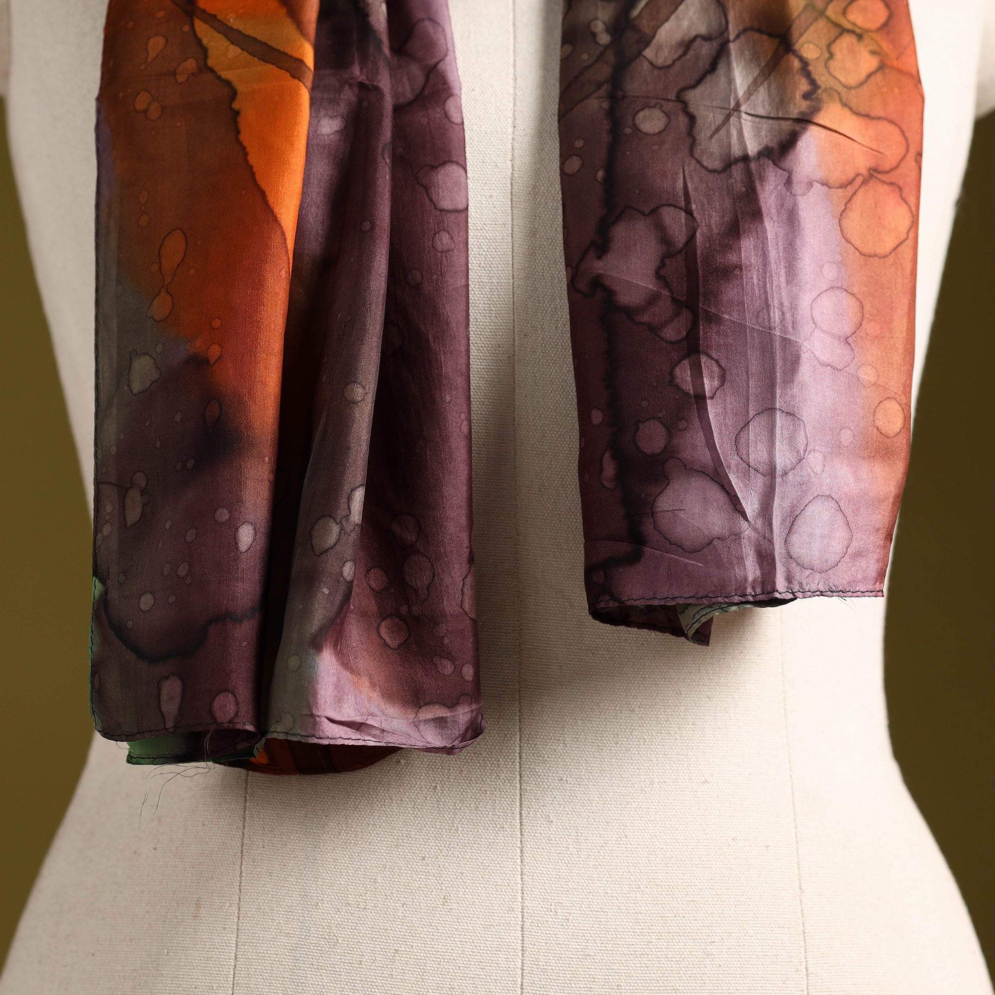 Multicolor - pure silk tie-dye stole 68 - handcrafted