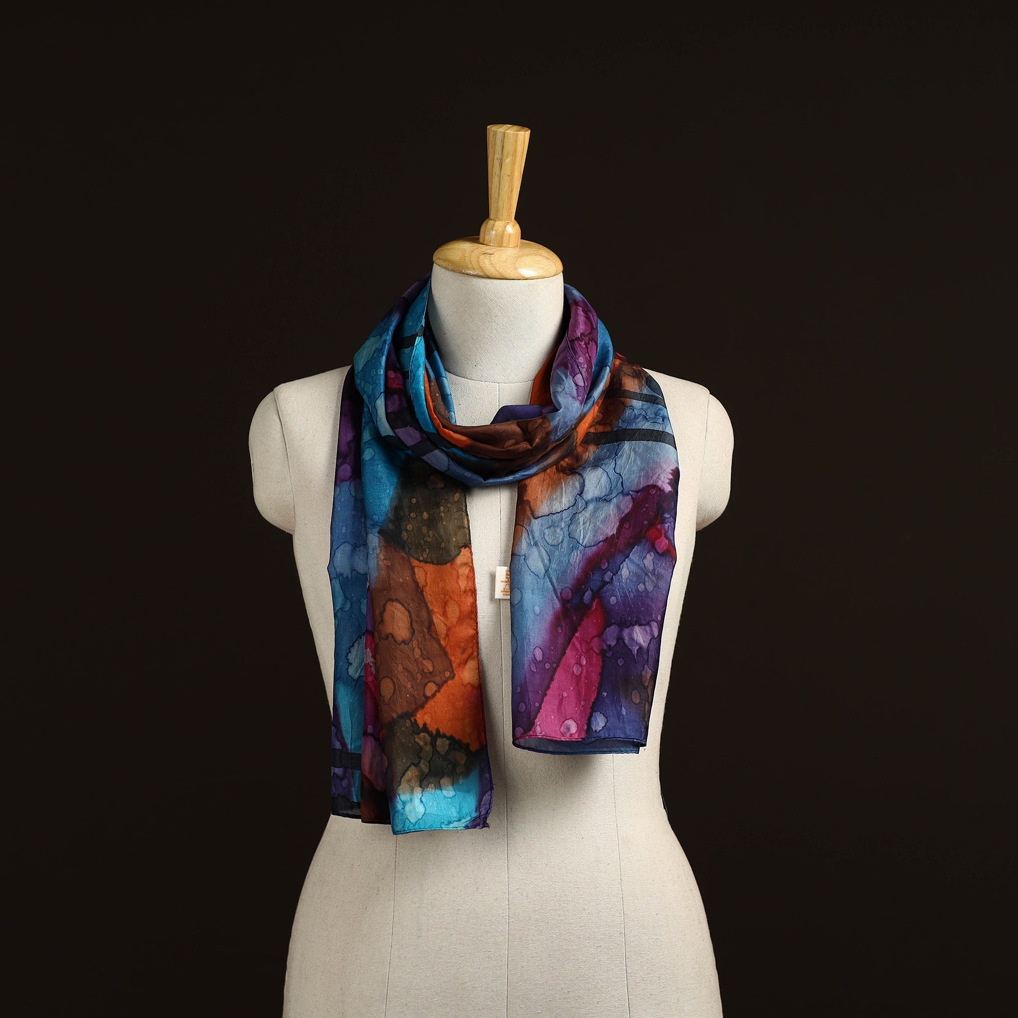 Pure silk tie-dye stole 68 - handcrafted