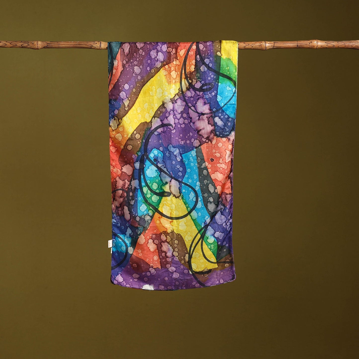 Multicolor - pure silk tie-dye stole 69 - handcrafted