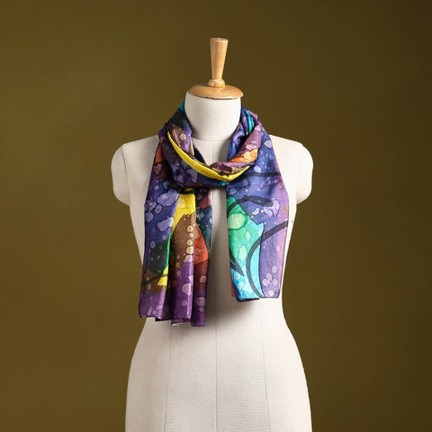Multicolor - pure silk tie-dye stole 69 - handcrafted