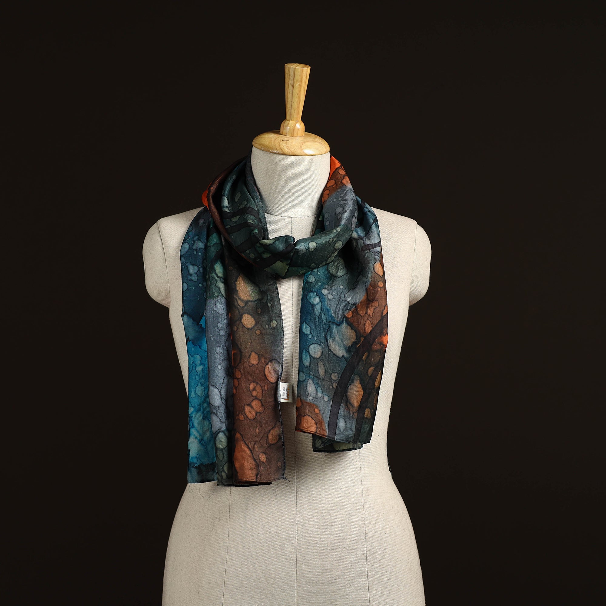 Pure silk tie-dye stole 70 - handcrafted