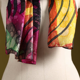 Multicolor - pure silk tie-dye stole 71 - handcrafted
