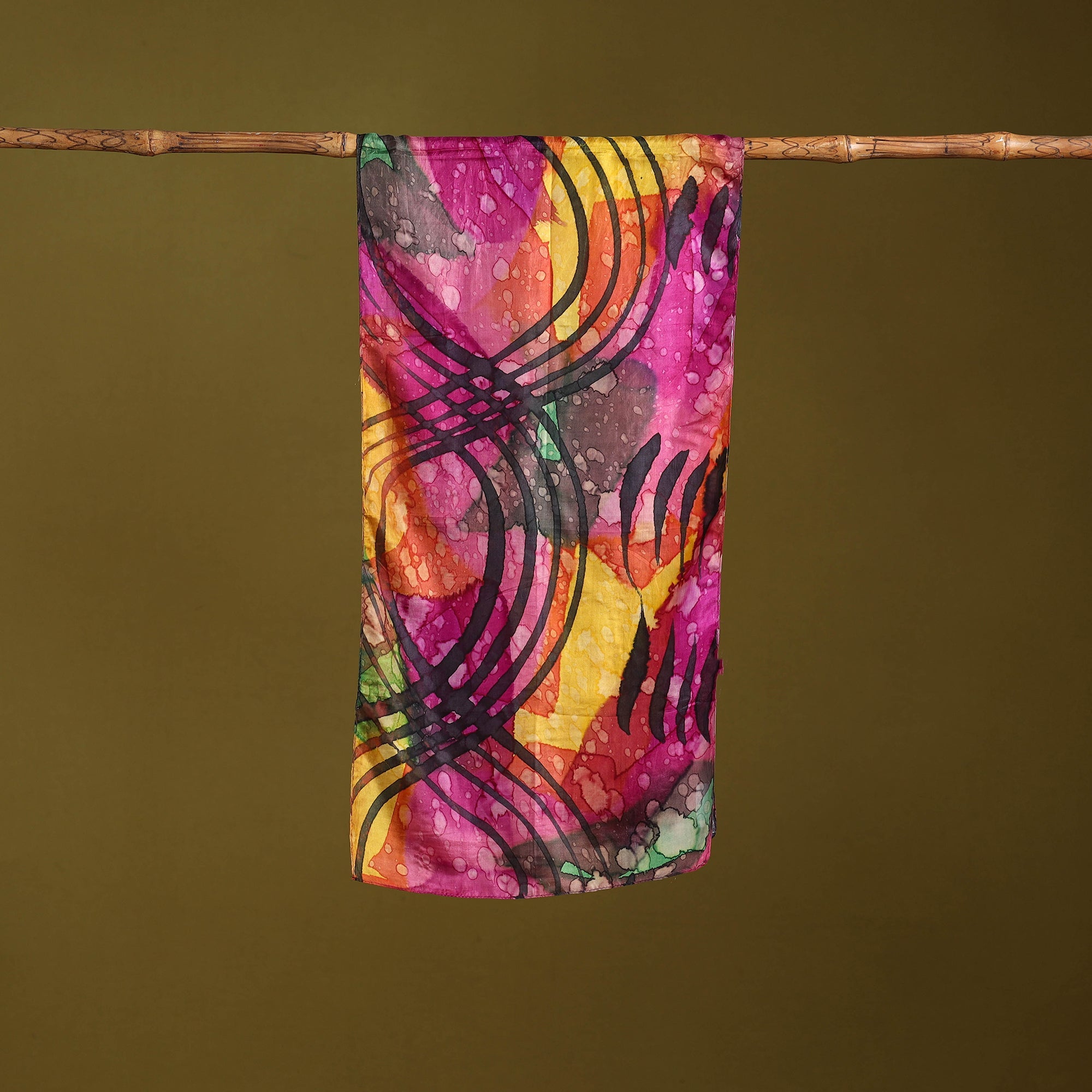 Multicolor - pure silk tie-dye stole 71 - handcrafted