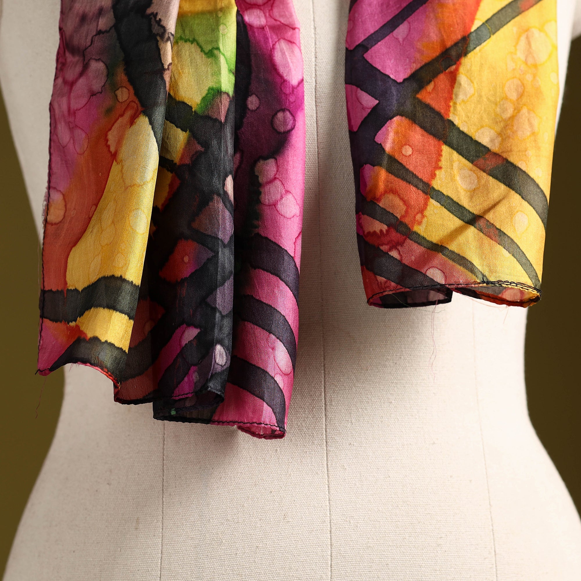 Multicolor - pure silk tie-dye stole 72 - handcrafted