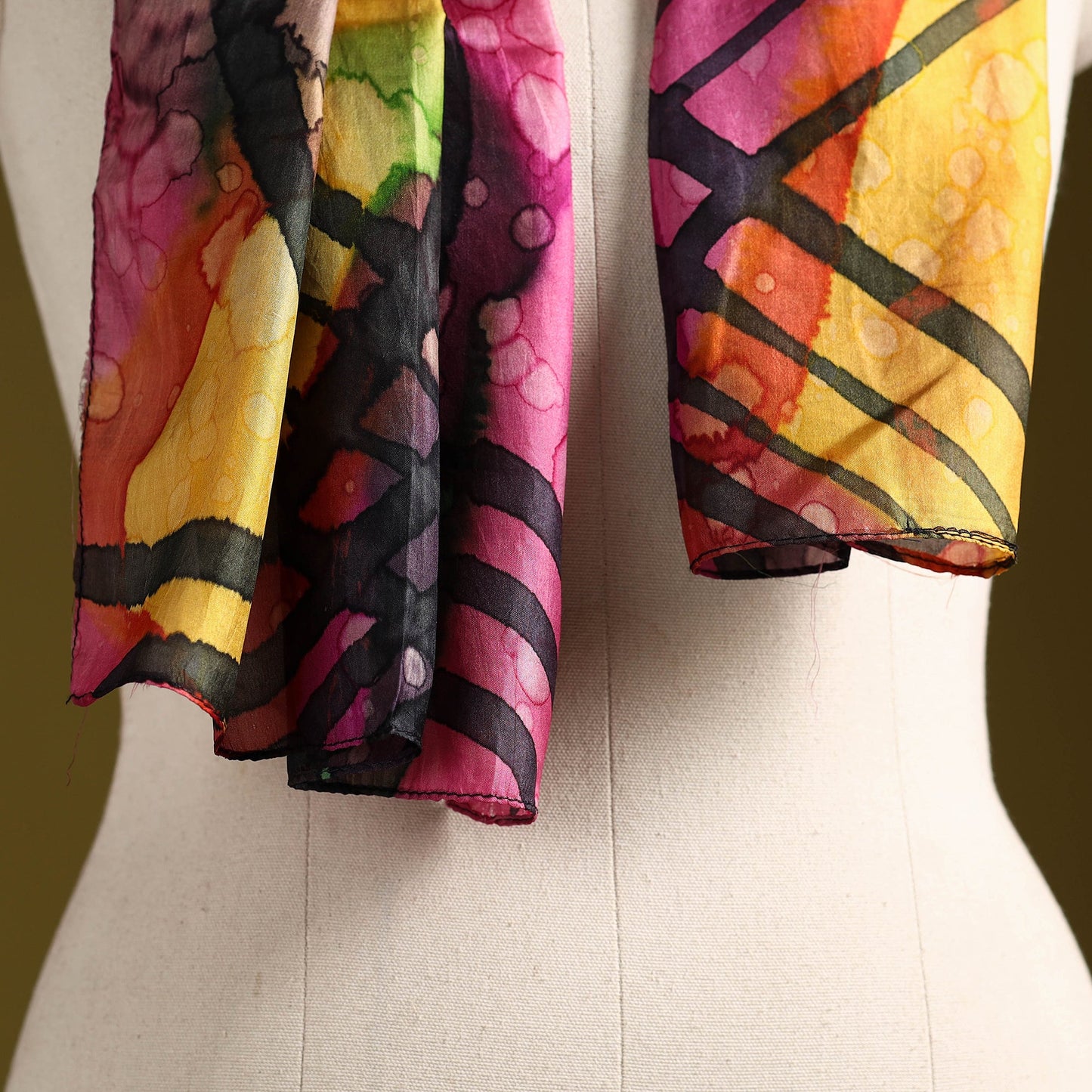 Multicolor - pure silk tie-dye stole 72 - handcrafted