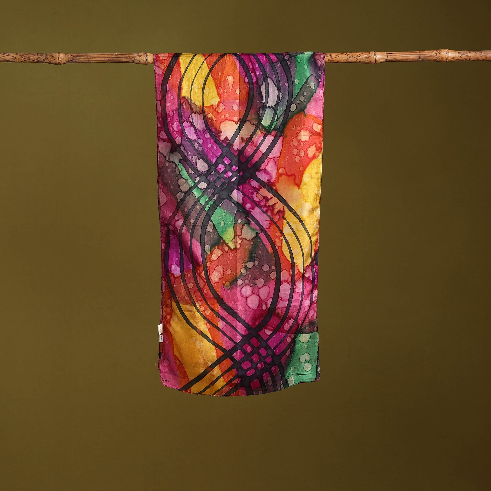 Multicolor - pure silk tie-dye stole 72 - handcrafted