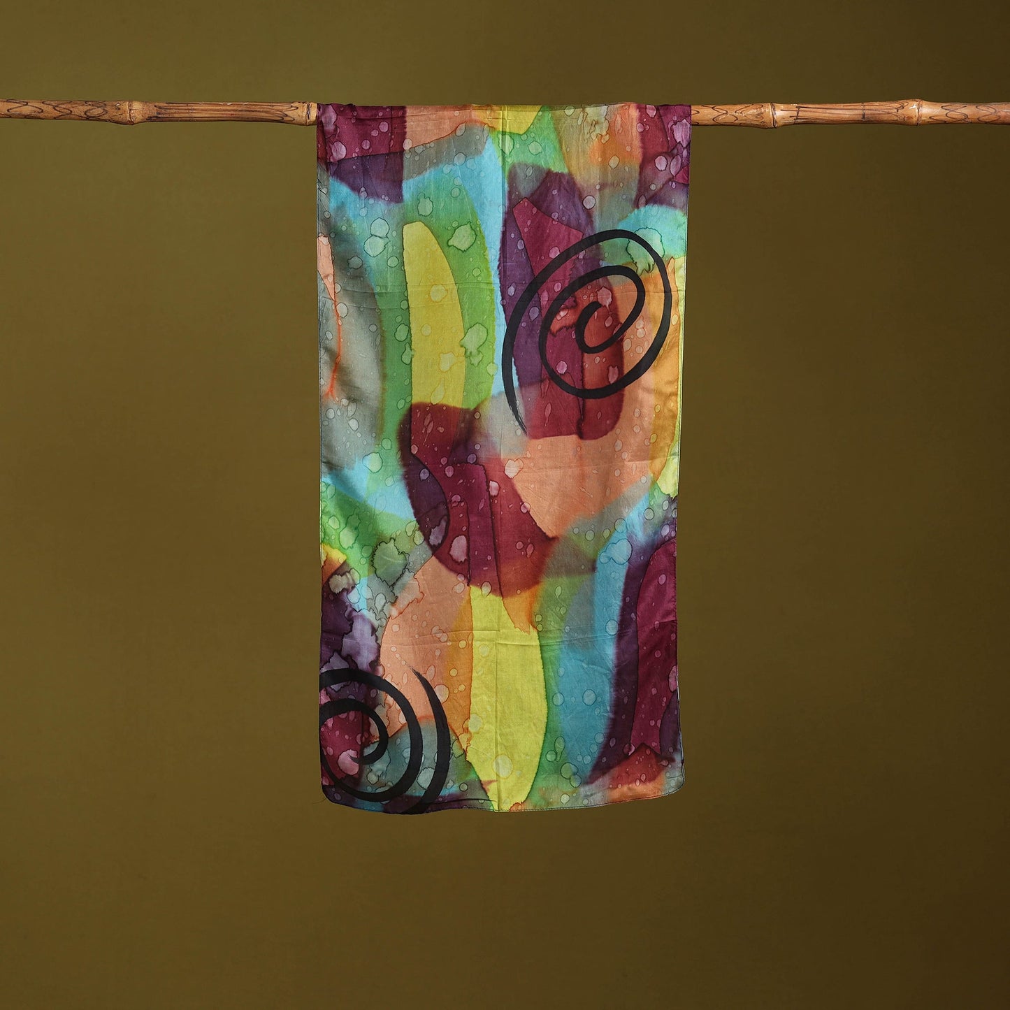 Multicolor - pure silk tie-dye stole 73 - handcrafted