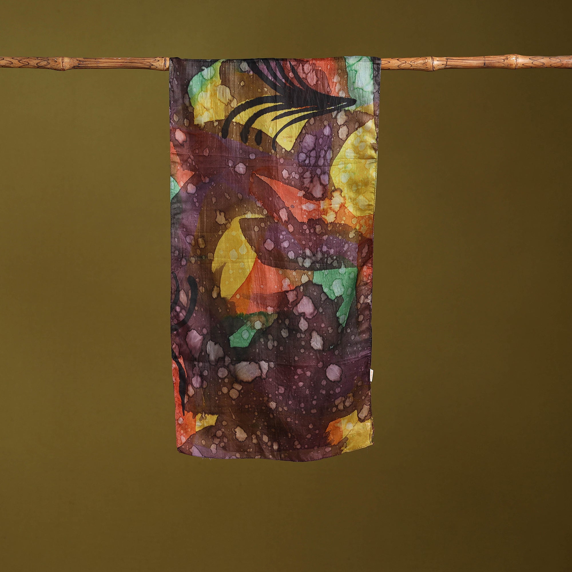 Multicolor - pure silk tie-dye stole 74 - handcrafted