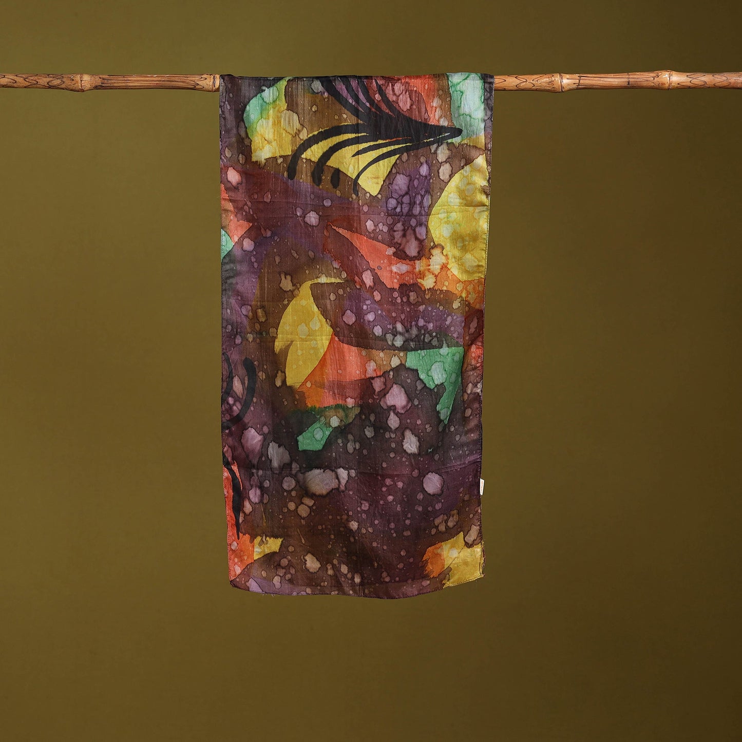 Multicolor - pure silk tie-dye stole 74 - handcrafted