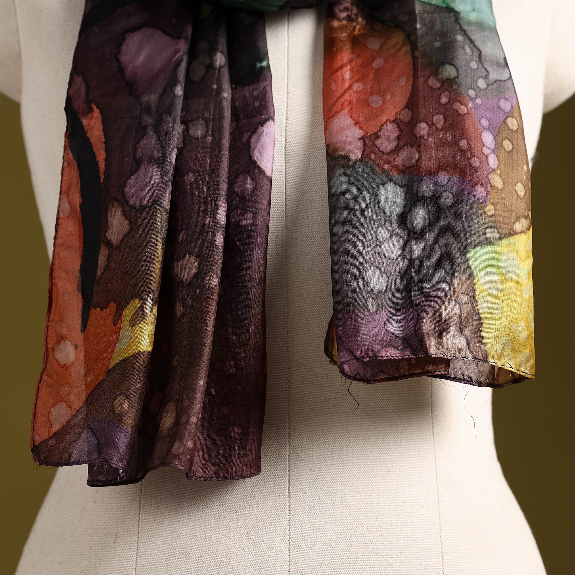 Multicolor - pure silk tie-dye stole 74 - handcrafted