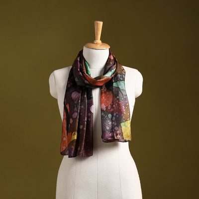 Multicolor - pure silk tie-dye stole 74 - handcrafted