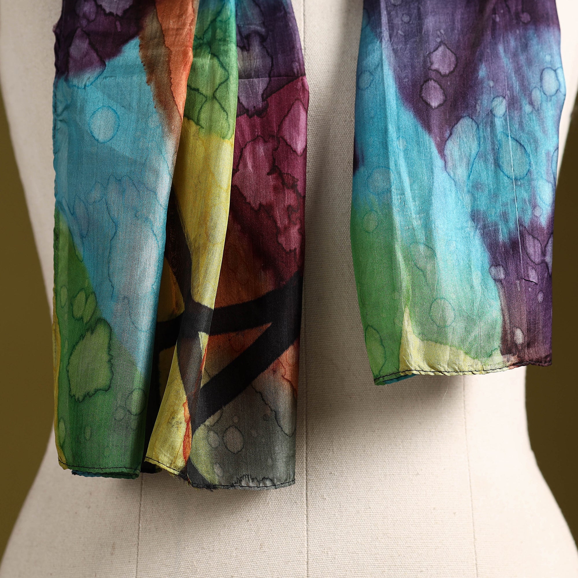 Multicolor - pure silk tie-dye stole 75 - handcrafted