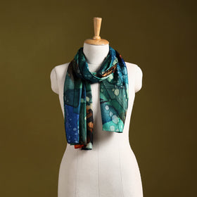 Multicolor - pure silk tie-dye stole 77 - handcrafted