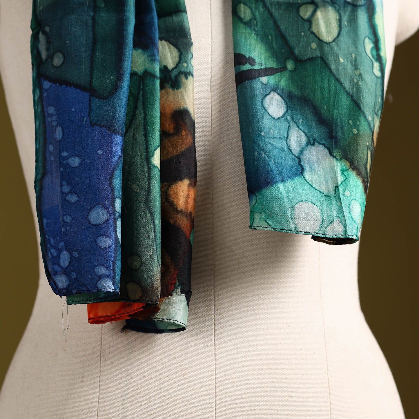 Multicolor - pure silk tie-dye stole 77 - handcrafted