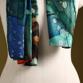 Multicolor - pure silk tie-dye stole 77 - handcrafted