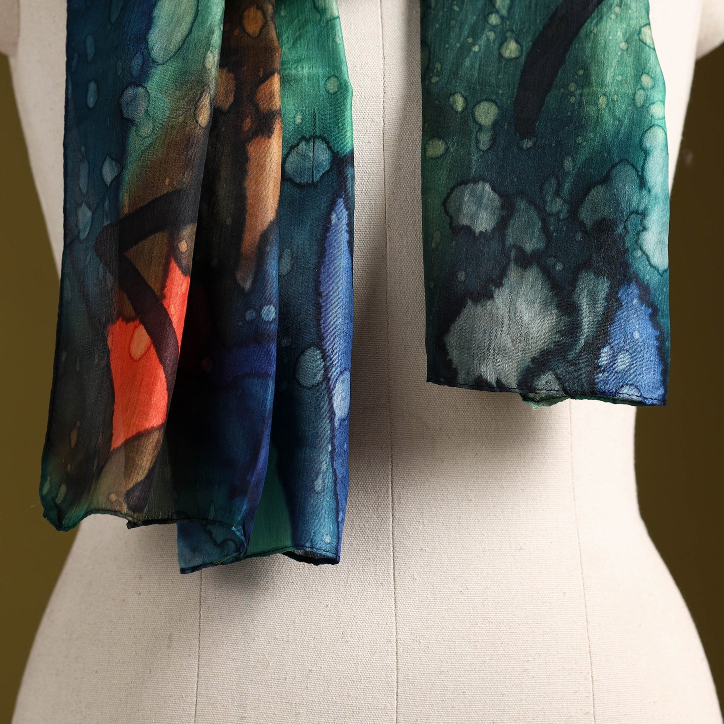 Multicolor - pure silk tie-dye stole 78 - handcrafted